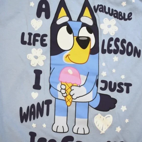Bluey Mens I Don't Want A Life Lesson, I Just Want Ice Cream Shirt New - Picture 2 of 3